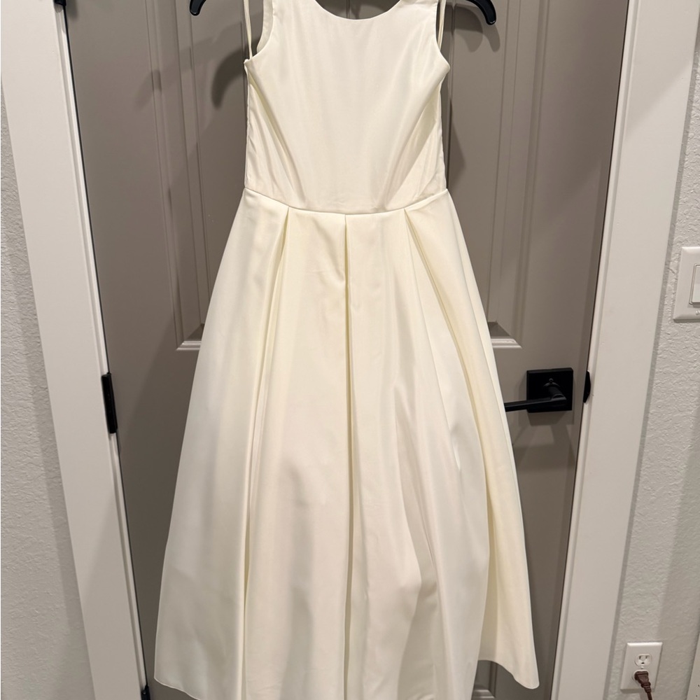Ivory Sleeveless Pleated A-Line Dress wedding